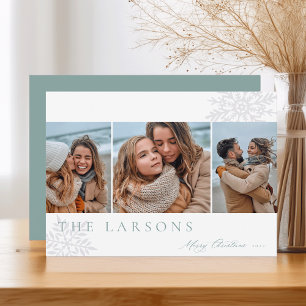 Family Marquee   Merry Christmas Three Photo Holiday Card