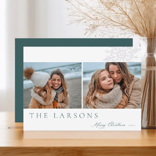 Family Marquee   Merry Christmas Two Photo Holiday Card