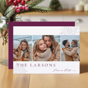 Family Marquee   Peace on Earth Three Photo Holiday Card