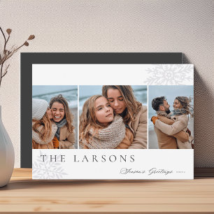 Family Marquee   Season's Greetings Three Photo Holiday Card