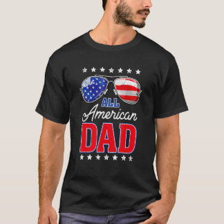 Family Matching 4th Of July Men Dad American Flag T-Shirt