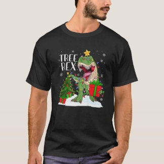 Family Matching Boys Kids Tree Rex Santa Dinosaur T-Shirt