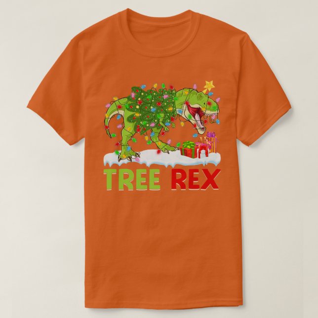 Family Matching Boys Kids Xmas Tree Re Dinosaur Ch T-Shirt (Design Front)