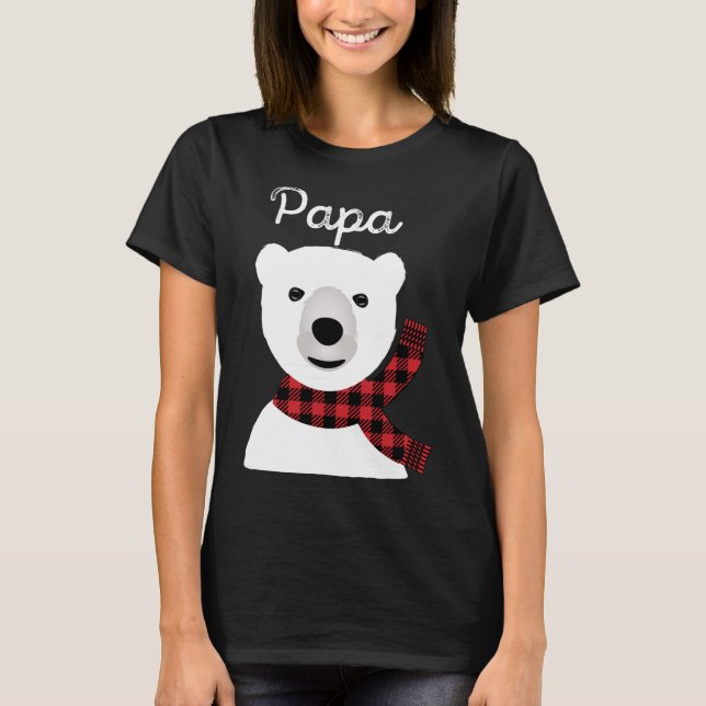 Family Matching Christmas Buffalo Plaid Papa Bear  T-Shirt (Front)