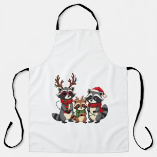 Family Matching Christmas Raccoons Santa Hat Apron