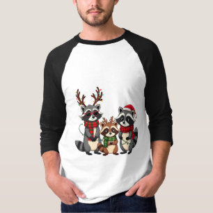 Family Matching Christmas Raccoons Santa Hat T-Shirt