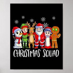 Family Matching Christmas Squad Santa Reindeer Elf Poster