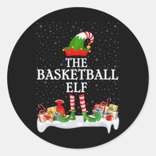 Family Matching Group Christmas The Basketball Elf Classic Round Sticker