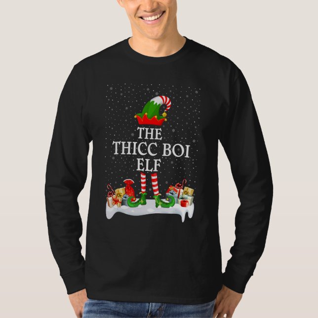 Family Matching Group Christmas The Thicc Boi Elf T-Shirt (Front)