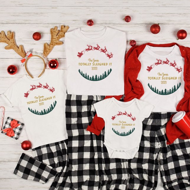 Family Matching Personalised Name/Year Sleighed It Baby Bodysuit (Creator Uploaded)