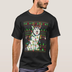 Family Matching Reindeer Ugly Alaskan Malamute Chr T-Shirt