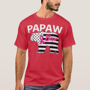 Family Matching Tee Papaw Bear Breast Cancer Aware