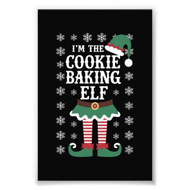 Family Matching The Cookie Baking Elf Christmas Photo Print (Front)