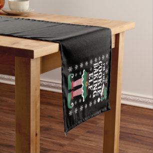 Family Matching The Cookie Baking Elf Christmas Short Table Runner