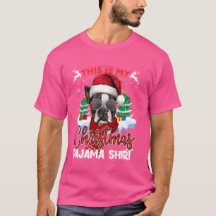 Family Matching Ugly Xmas Santa Hat Boston Terrier T-Shirt