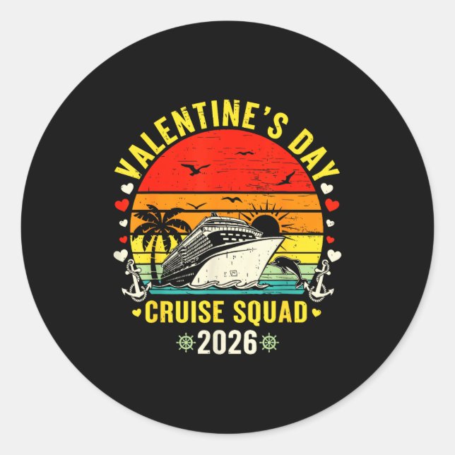 Family Matching Valentines Day For Couples Cruise  Classic Round Sticker (Front)