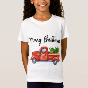 Family Matching Wagon Red Truck Christmas Tree Paj T-Shirt