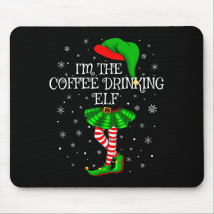Family Matching Women Girls Coffee Drinking Elf Ch Mouse Pad