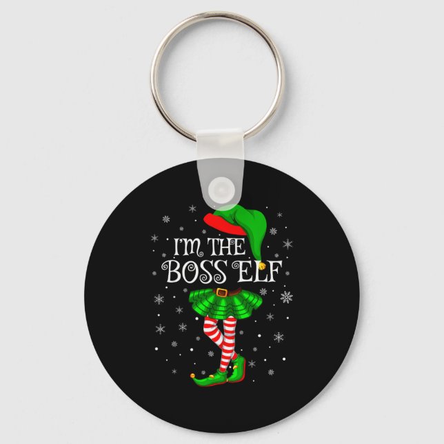 Family Matching Women Girls I'm The Boss Elf Chris Key Ring (Front)