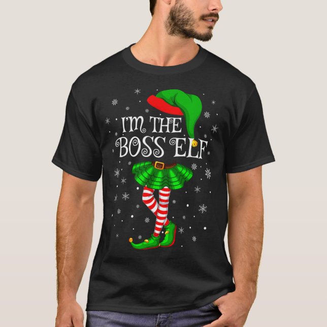 Family Matching Women Girls I'm The Boss Elf Chris T-Shirt (Front)