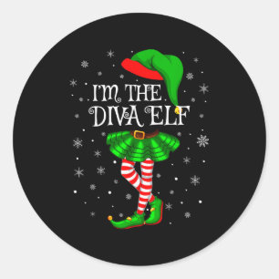 Family Matching Women Girls I'm The Diva Elf Chris Classic Round Sticker