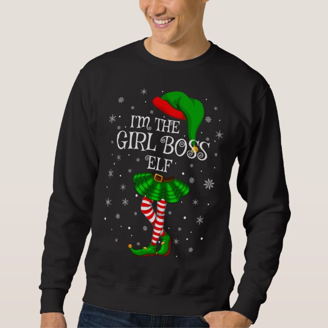Family Matching Women Girls I'm The Girl Boss Elf  Sweatshirt (Front)