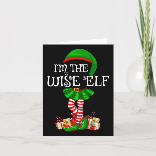 Family Matching Women Girls The Wise Elf Christmas Card (Front)