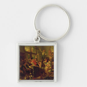 Family Meal (oil on canvas) Key Ring