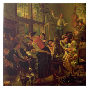 Family Meal (oil on canvas) Tile