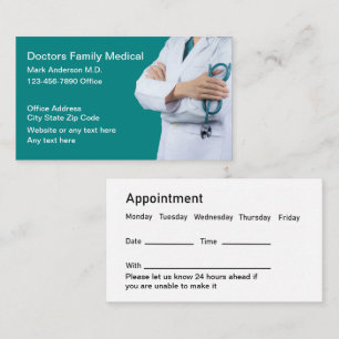 Family Medical Doctor Office Appointment Business Card