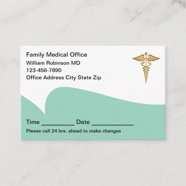 Family Medical Practice Appointment Cards (Front)