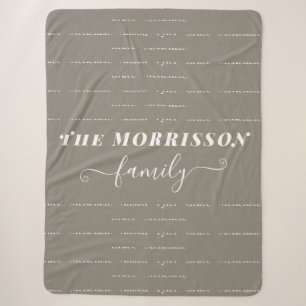 Family Member Names Pattern Modern Trendy Script Sherpa Blanket