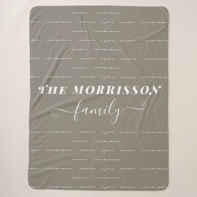 Family Member Names Pattern Modern Trendy Script Sherpa Blanket (Front)
