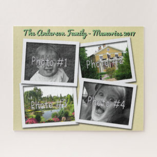 Family Memories 4 x Custom Photos Challenge Cream Jigsaw Puzzle