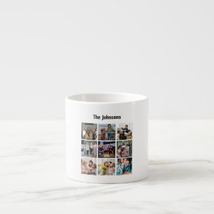 Family Memories 9 Photo Grid Personalised Collage Espresso Cup