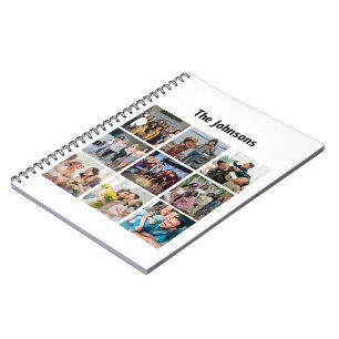 Family Memories 9 Photo Grid Personalised Collage Notebook