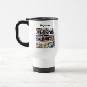 Family Memories 9 Photo Grid Personalised Collage Travel Mug