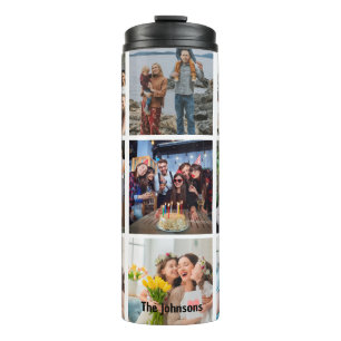 Family Memories 9 Photo Grid Personalized Collage Thermal Tumbler