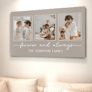 Family Memories Greige Customised Photo Collage Canvas Print