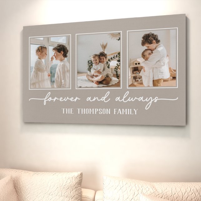 Family Memories Greige Customised Photo Collage Canvas Print (Creator Uploaded)
