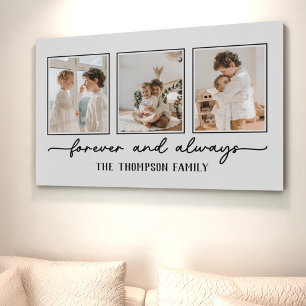 Family Memories Grey Custom Photo Collage Wall Canvas Print