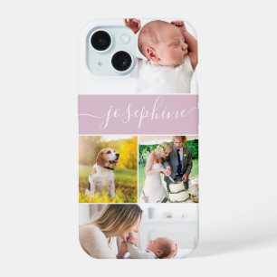Family Memories personalised name Script pink iPhone 15 Case