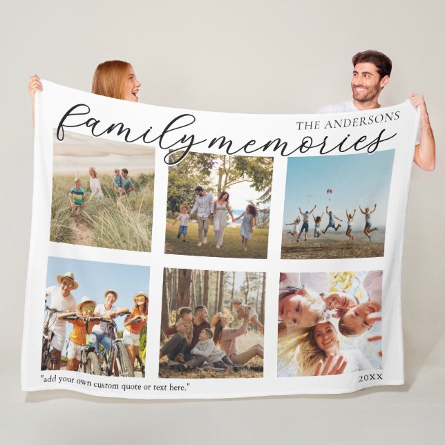 Family Memories Personalised Photo Collage Fleece Blanket (In Situ)