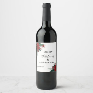 Family merry christmas and  Happy new year Custom Wine Label