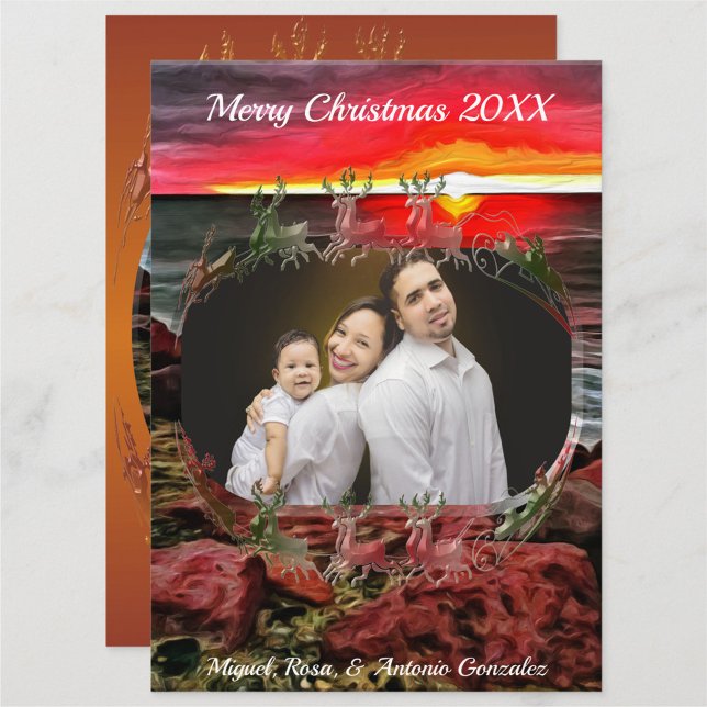Family Merry Christmas Banderas Sunset 914 Holiday Card (Creator Uploaded)