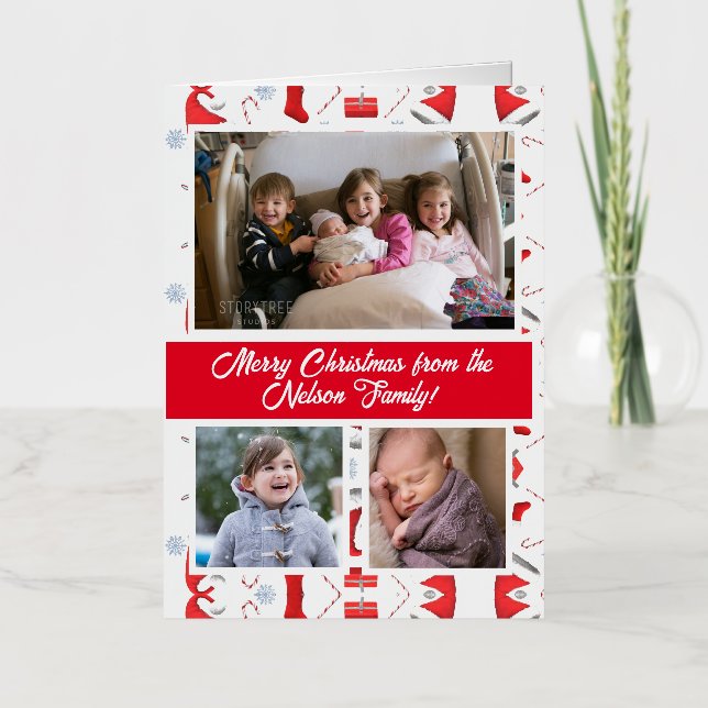 Family Merry Christmas Foil Holiday Card (Front)