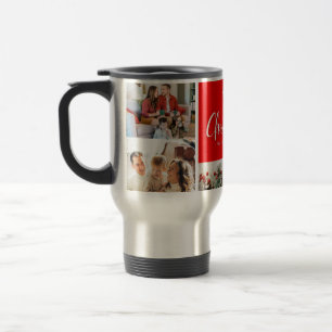 family Merry Christmas Happy New Year 4 photos Travel Mug