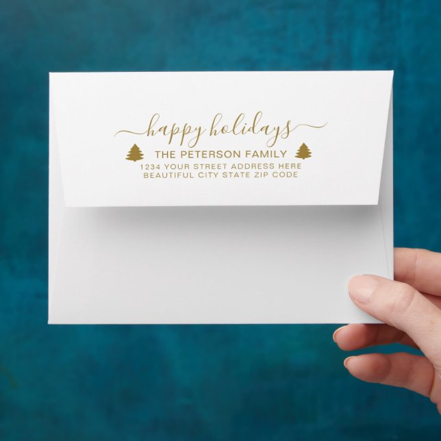 Family Merry Christmas Return Address Envelope (Hand)