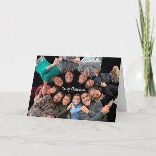 Family Merry Christmas Trendy Typography Photo Holiday Card