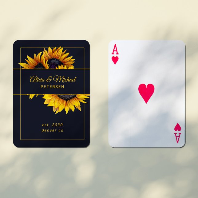 Family modern elegant gold newlyweds weddings  playing cards (Creator Uploaded)